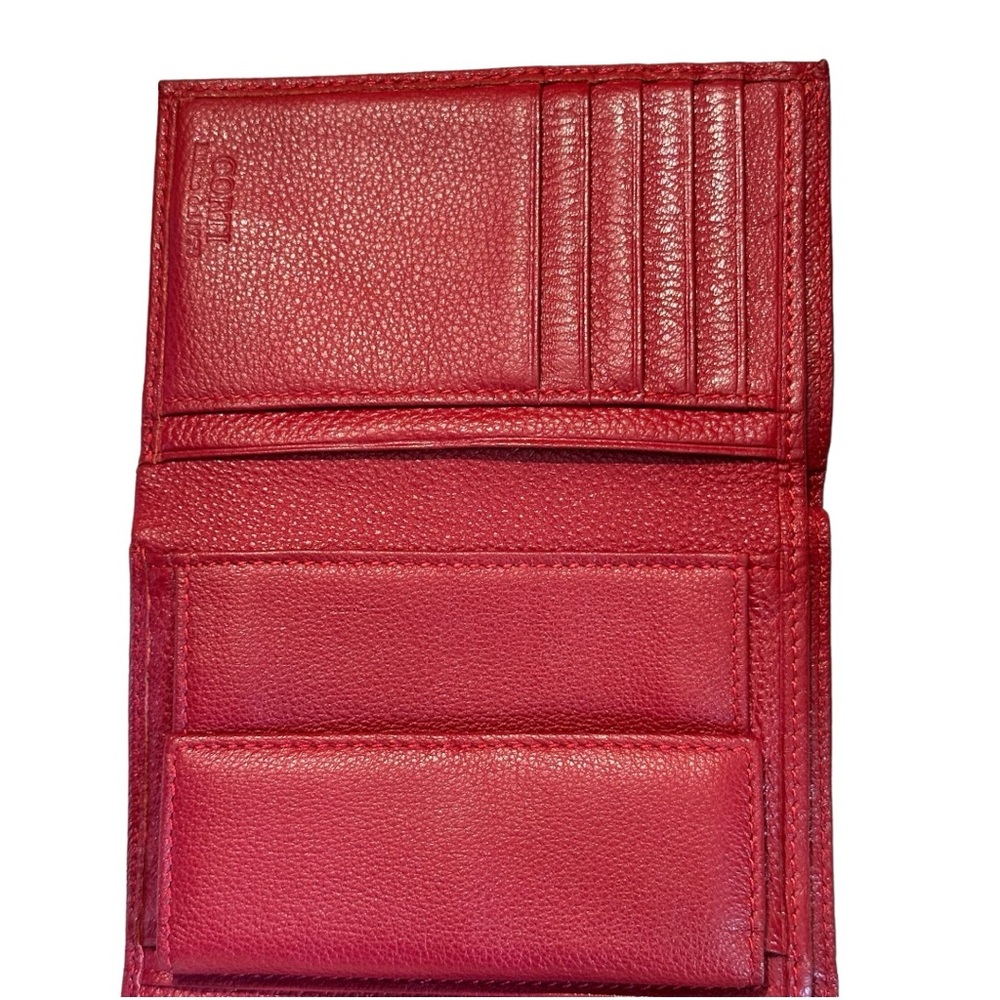 Corti Milano Red Leather Compact Trifold Card & Coin Leather Wallet ~Milan Italy - Picture 4 of 13